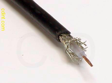 Black RG174 50ohm RF Coaxial Cable 1m 3ft 100cm 64 core shielded brass 