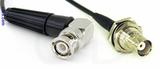 Coaxial Cable, BNC 90 degree (right angle) to BNC bulkhead mount female, RG174, 2 foot, 50 ohm
