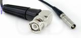 Coaxial Cable, BNC 90 degree (right angle) to L00 (Lemo 00 compatible) female, RG174 flexible (TPR jacket), 3 foot, 50 ohm