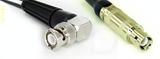 Coaxial Cable, BNC 90 degree (right angle) to L1 (Lemo 1 compatible), RG188 low noise, 1 foot, 50 ohm