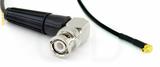 Coaxial Cable, BNC 90 degree (right angle) to MMCX 90 degree (right angle) plug (male contact), RG174 flexible (TPR jacket), 16 foot, 50 ohm