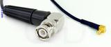 Coaxial Cable, BNC 90 degree (right angle) to MCX 90 degree (right angle) plug (male contact), RG174 flexible (TPR jacket), 3 foot, 50 ohm