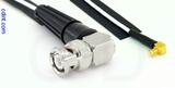 Coaxial Cable, BNC 90 degree (right angle) to MCX 90 degree (right angle) plug (male contact), RG196 low noise, 1 foot, 50 ohm