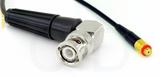Coaxial Cable, BNC 90 degree (right angle) to 10-32 (Microdot compatible) female, RG174 low loss, 32 foot, 50 ohm
