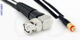 Coaxial Cable, BNC 90 degree (right angle) to 10-32 (Microdot compatible) female, RG196 low noise, 3 foot, 50 ohm