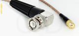 Coaxial Cable, BNC 90 degree (right angle) to SMA female, RG316 double shielded, 24 foot, 50 ohm