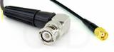 Coaxial Cable, BNC 90 degree (right angle) to SMA reverse polarity, RG174, 16 foot, 50 ohm