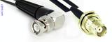 Coaxial Cable, BNC 90 degree (right angle) to TNC bulkhead mount female, RG188 low noise, 1 foot, 50 ohm