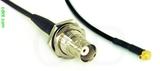 Coaxial Cable, BNC bulkhead mount female to MMCX 90 degree (right angle) plug (male contact), RG174, 5 foot, 50 ohm