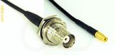 Coaxial Cable, BNC bulkhead mount female to MMCX jack (female contact), RG174 low loss, 3 foot, 50 ohm