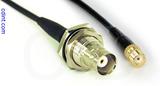 Coaxial Cable, BNC bulkhead mount female to SMA female, RG174 low loss, 40 foot, 50 ohm