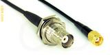 Coaxial Cable, BNC bulkhead mount female to SMA reverse polarity, RG174 low noise, 24 foot, 50 ohm