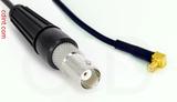 Coaxial Cable, BNC female to MCX 90 degree (right angle) plug (male contact), RG174, 1 foot, 50 ohm