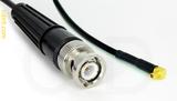 Coaxial Cable, BNC to MMCX 90 degree (right angle) plug (male contact), RG174 flexible (TPR jacket), 10 foot, 50 ohm