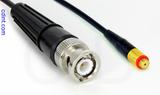 Coaxial Cable, BNC to 10-32 (Microdot compatible) female, RG174 low noise, 4 foot, 50 ohm
