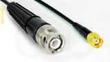Coaxial Cable, BNC to SMA reverse polarity, RG174 flexible (TPR jacket), 12 foot, 50 ohm