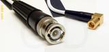 Coaxial Cable, BNC to SMB 90 degree (right angle) plug (female contact), RG188 low noise, 40 foot, 50 ohm