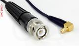 Coaxial Cable, BNC to SMB 90 degree (right angle) jack (male contact), RG174 flexible (TPR jacket), 1 foot, 50 ohm