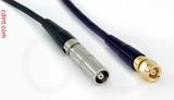 Coaxial Cable, L00 (Lemo 00 compatible) female to SMC (Subvis), RG174 flexible (TPR jacket), 4 foot, 50 ohm