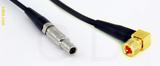 Coaxial Cable, L00 (Lemo 00 compatible) to 10-32 (Microdot compatible) 90 degree (right angle), RG174 low noise, 5 foot, 50 ohm