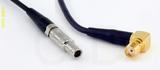Coaxial Cable, L00 (Lemo 00 compatible) to SMA 90 degree (right angle) female, RG174 low loss, 2 foot, 50 ohm