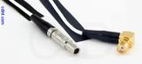 Coaxial Cable, L00 (Lemo 00 compatible) to SMA 90 degree (right angle) female, RG196 low noise, 3 foot, 50 ohm