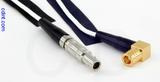 Coaxial Cable, L00 (Lemo 00 compatible) to SMB 90 degree (right angle) plug (female contact), RG196 low noise, 1 foot, 50 ohm