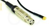 Coaxial Cable, L1 (Lemo 1 compatible) to MMCX 90 degree (right angle) plug (male contact), RG174, 40 foot, 50 ohm