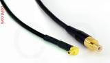 Coaxial Cable, MMCX 90 degree (right angle) plug (male contact) to SMB jack (male contact), RG174 flexible (TPR jacket), 6 foot, 50 ohm
