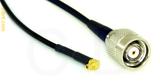 Coaxial Cable, MMCX 90 degree (right angle) plug (male contact) to TNC reverse polarity, RG174 flexible (TPR jacket), 10 foot, 50 ohm