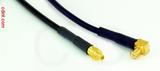 Coaxial Cable, MMCX plug (male contact) to MCX 90 degree (right angle) plug (male contact), RG174 flexible (TPR jacket), 1 foot, 50 ohm