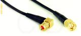 Coaxial Cable, 10-32 (Microdot compatible) 90 degree (right angle) to SMA, RG174 low noise, 12 foot, 50 ohm
