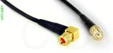 Coaxial Cable, 10-32 (Microdot compatible) 90 degree (right angle) to SMA female, RG174 low loss, 3 foot, 50 ohm
