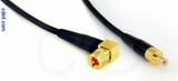 Coaxial Cable, 10-32 (Microdot compatible) 90 degree (right angle) to SMB jack (male contact), RG174 flexible (TPR jacket), 8 foot, 50 ohm