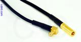 Coaxial Cable, MCX 90 degree (right angle) plug (male contact) to SSMB, RG174 flexible (TPR jacket), 2 foot, 50 ohm