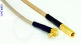 Coaxial Cable, MCX 90 degree (right angle) plug (male contact) to SSMB, RG316 double shielded, 12 foot, 50 ohm