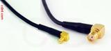 Coaxial Cable, MCX 90 degree (right angle) plug (male contact) to SMA 90 degree (right angle) female, RG174 low loss, 3 foot, 50 ohm