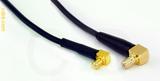 Coaxial Cable, MCX 90 degree (right angle) plug (male contact) to SMB 90 degree (right angle) jack (male contact), RG174 low noise, 3 foot, 50 ohm