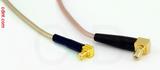 Coaxial Cable, MCX 90 degree (right angle) plug (male contact) to SMB 90 degree (right angle) jack (male contact), RG316 double shielded, 2 foot, 50 ohm