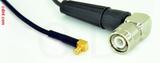 Coaxial Cable, MCX 90 degree (right angle) plug (male contact) to TNC 90 degree (right angle), RG174 low noise, 24 foot, 50 ohm