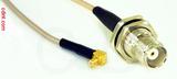Coaxial Cable, MCX 90 degree (right angle) plug (male contact) to TNC bulkhead mount female, RG316, 2 foot, 50 ohm