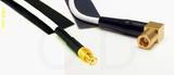 Coaxial Cable, MCX plug (male contact) to SMB 90 degree (right angle) plug (female contact), RG188, 6 foot, 50 ohm