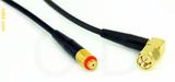 Coaxial Cable, 10-32 (Microdot compatible) female to SMA 90 degree (right angle), RG174 low noise, 8 foot, 50 ohm