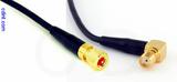 Coaxial Cable, 10-32 hex (Microdot compatible) to SMA 90 degree (right angle) female, RG174 low loss, 3 foot, 50 ohm