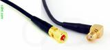 Coaxial Cable, 10-32 hex (Microdot compatible) to SMA 90 degree (right angle) female, RG174 flexible (TPR jacket), 4 foot, 50 ohm