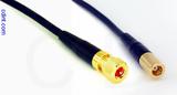 Coaxial Cable, 10-32 hex (Microdot compatible) to SMB plug (female contact), RG174, 1 foot, 50 ohm