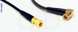 Coaxial Cable, 10-32 hex (Microdot compatible) to SMB 90 degree (right angle) plug (female contact), RG174 low loss, 2 foot, 50 ohm