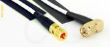 Coaxial Cable, 10-32 (Microdot compatible) to SMA 90 degree (right angle), RG188, 3 foot, 50 ohm
