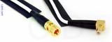 Coaxial Cable, 10-32 (Microdot compatible) to SMB 90 degree (right angle) jack (male contact), RG188, 6 foot, 50 ohm