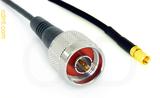 Coaxial Cable, N to SSMC, RG174 flexible (TPR jacket), 24 foot, 50 ohm